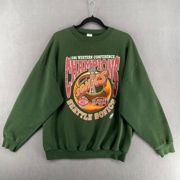 Vtg Seattle Sonics 1996 Western Conference Champions NBA Finals XL Logo 7 Rare - Picture 4 of 14